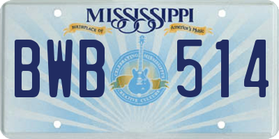 MS license plate BWB514
