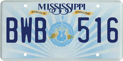 MS license plate BWB516