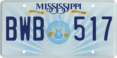 MS license plate BWB517