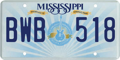 MS license plate BWB518