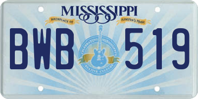 MS license plate BWB519