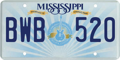 MS license plate BWB520