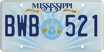 MS license plate BWB521
