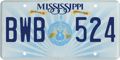 MS license plate BWB524