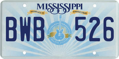 MS license plate BWB526