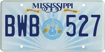 MS license plate BWB527