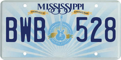MS license plate BWB528