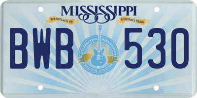 MS license plate BWB530