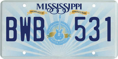 MS license plate BWB531