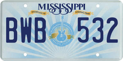 MS license plate BWB532