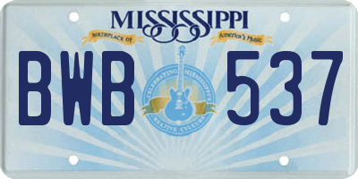 MS license plate BWB537