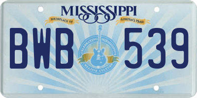 MS license plate BWB539