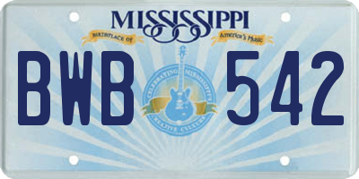 MS license plate BWB542