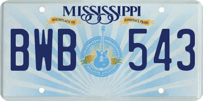 MS license plate BWB543