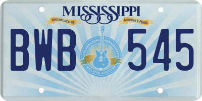 MS license plate BWB545