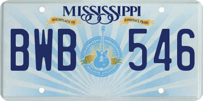 MS license plate BWB546