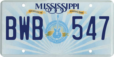 MS license plate BWB547