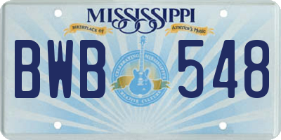 MS license plate BWB548