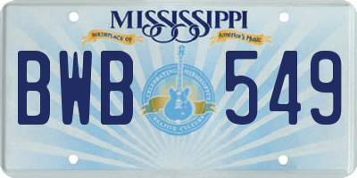 MS license plate BWB549
