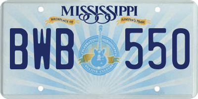 MS license plate BWB550