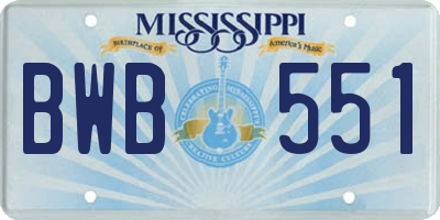 MS license plate BWB551