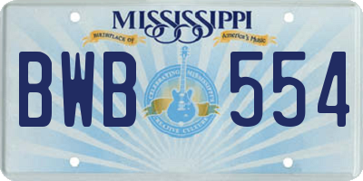 MS license plate BWB554