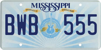 MS license plate BWB555