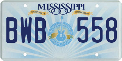 MS license plate BWB558