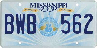 MS license plate BWB562