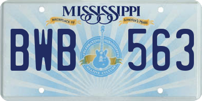 MS license plate BWB563