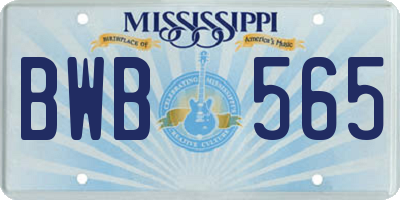 MS license plate BWB565