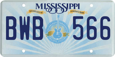 MS license plate BWB566