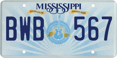 MS license plate BWB567