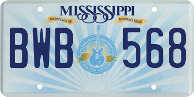 MS license plate BWB568
