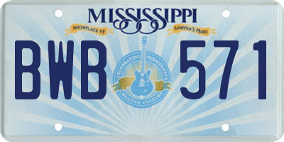 MS license plate BWB571