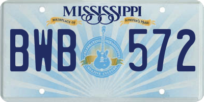 MS license plate BWB572