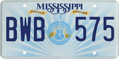 MS license plate BWB575