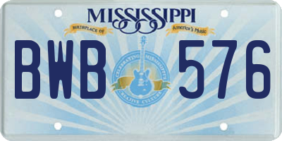 MS license plate BWB576