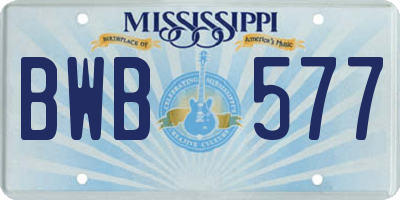 MS license plate BWB577