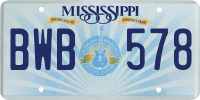 MS license plate BWB578