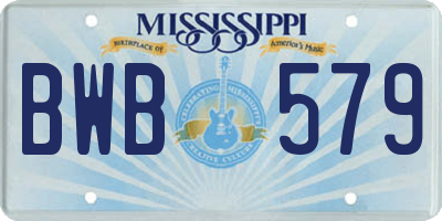 MS license plate BWB579