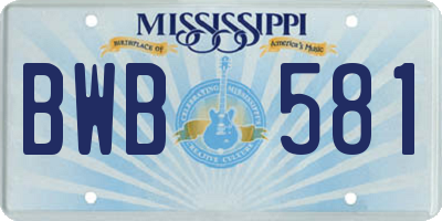 MS license plate BWB581