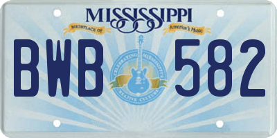 MS license plate BWB582