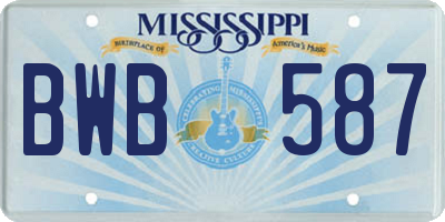 MS license plate BWB587