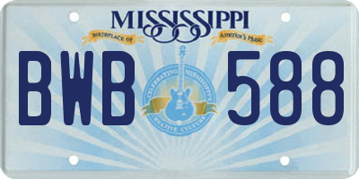 MS license plate BWB588
