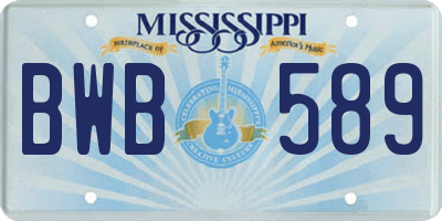 MS license plate BWB589