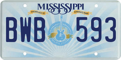 MS license plate BWB593