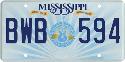 MS license plate BWB594