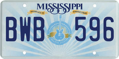 MS license plate BWB596