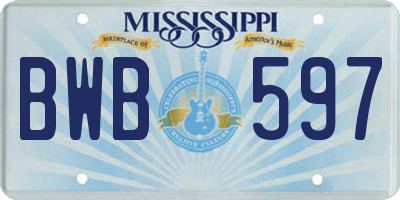 MS license plate BWB597
